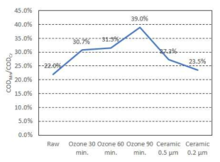오존-세라믹 공정에 따른 생분해도