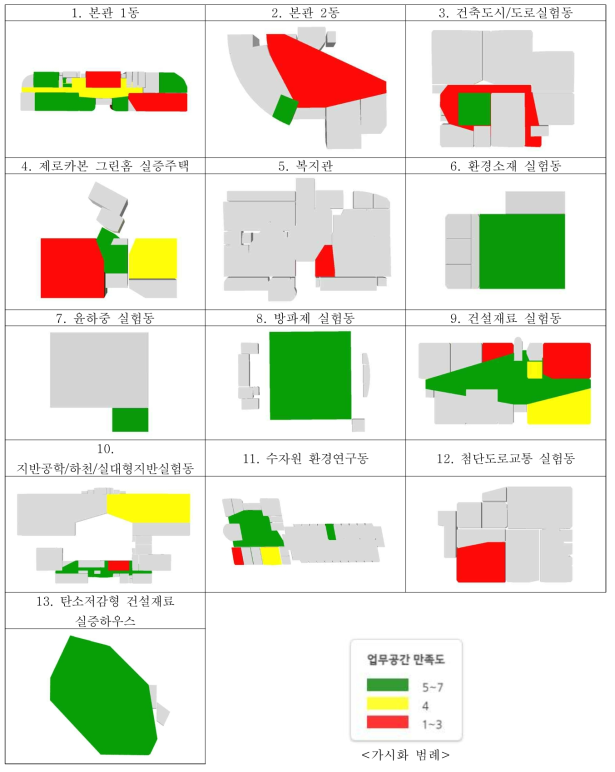 KICT 13개 건물에 대한 IndoorGML을 SHP 파일로 변환한 결과