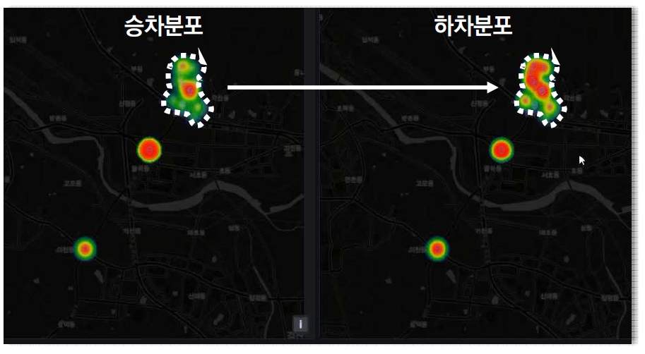 통근 DRT 서비스 승하차 위치 분포 분석