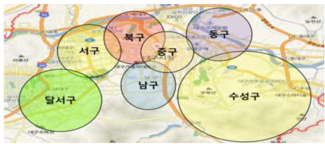 대구광역시 실증주차장 지역구(7개구)