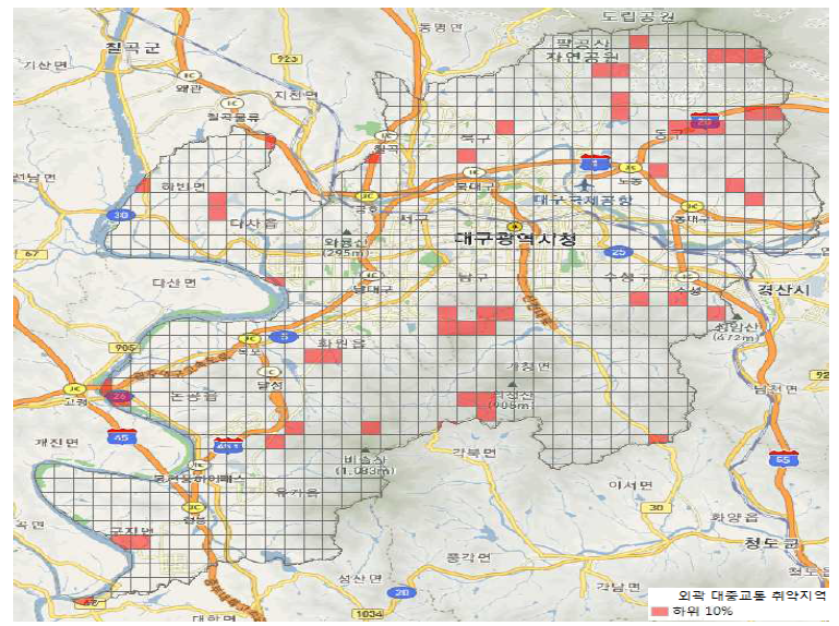 격자단위 대중교통 취약지역