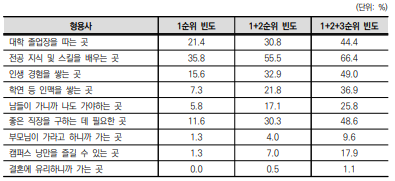 대학의 의미(선택 빈도)