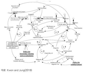 정밀 의약 발전을 위한 정책 효과 system dynamics 인과지도