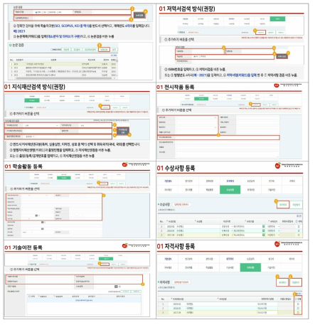 KRI에서 관리하고 있는 성과의 입력 화면