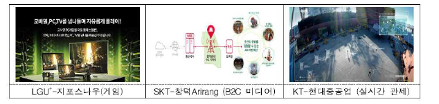 국내 이동통신사업자들의 5G 서비스 예시