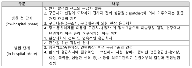 응급 의료 서비스 제공 단계 구분