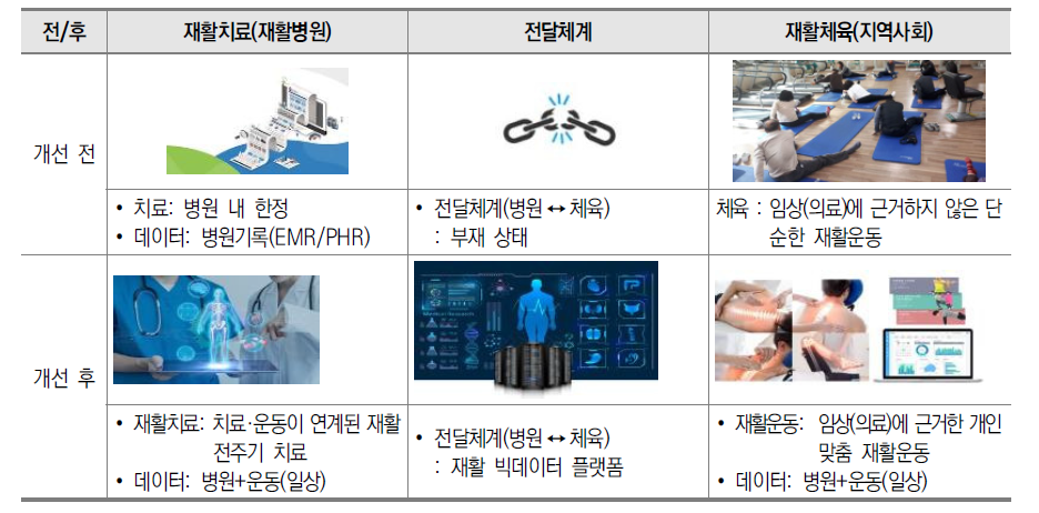 재활운동 빅데이터 플랫폼 기술개발사업 추진 전후 개선 효과