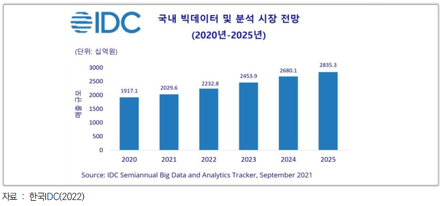 2020~2025년 국내 빅데이터 및 분석 시장 전망