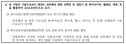 동 사업의 수요조사 대상 (기획보고서)