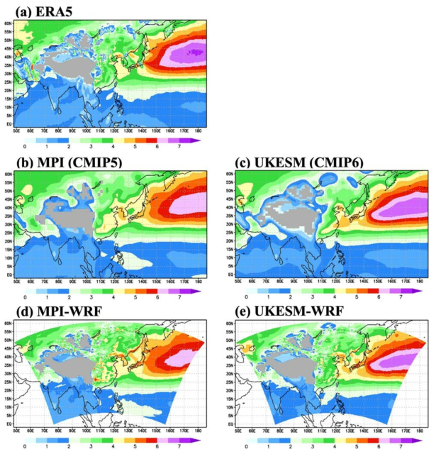 Same as Figure 2.3.2 but for the meridional wind at 850 hPa (unit: m s-1)