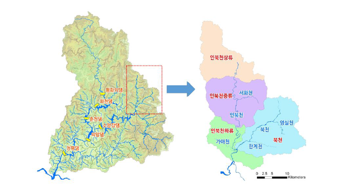 인북천 시험유역의 공간적 범위