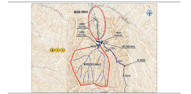 물로리 #1 집수구역 및 물공급 혜택지