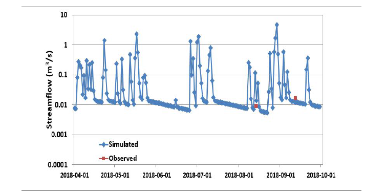 유역 출구점에서의 SWAT-K 하천유출량 모의 결과