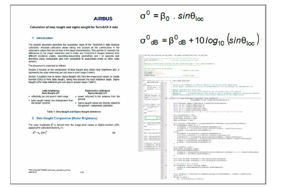 TerraSAR-X의 산출물 문서 및 Calibration 소스코드