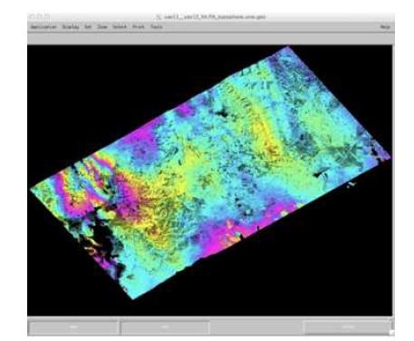 UASVSAR interferogram을 ISCE를 이용해 시각화한 화면