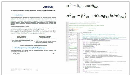 TerraSAR-X의 산출물 문서 및 Calibration 소스코드