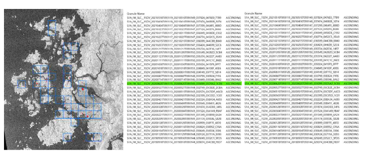 SAR 딥러닝 학습데이터 구축지역 및 Scene ID
