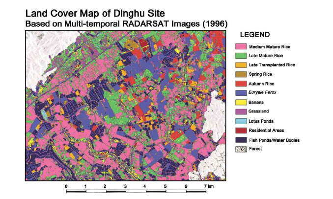 RADARSAT기반의 Dinghu지역 Land cover map (Shao et al., 2001)