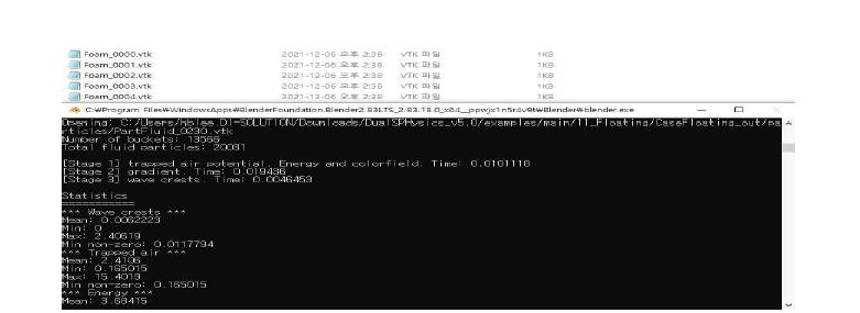 운동에너지 및 파라미터 계산하여 Foam.vtk 파일 생성