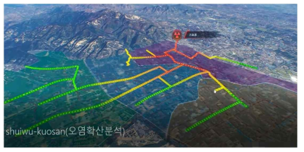 확산 및 대기오염 분포 시각화 가시화 예시