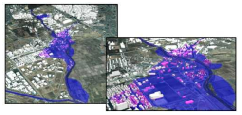 BIM 기술을 이용한 도시수해관리 시스템 구축 사례 * 자료 : 세계선도형 스마트시티 연구개발사업 1차 기획보고서, KAIA