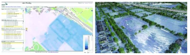 Cloud reflection for a flood in the city of Rotterdam due to a hypothetical scenario heavy rainfall(100 mm/h) * 자료 : Leskens, J. G., Kehl, C., Tutenel, T., Kol, T., De Haan, G., Stelling, G., & Eisemann, E. (2017). An interactive simulation and visualization tool for flood analysis usable for practitioners. Mitigation and adaptation strategies for global change, 22(2), 307-324