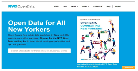 뉴욕(NYC) 오픈데이터 포털 자료 출처 : https://opendata.cityofnewyork.us/