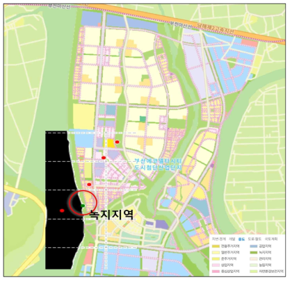 부산 국가시범도시 (에코델타시티)의 온도, 습도 Hub 지점 및 지적편집도를 고려한 거점관측소 제안 지점