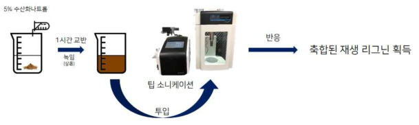 팁 소니케이션을 사용한 재생 리그닌 생산 모식도