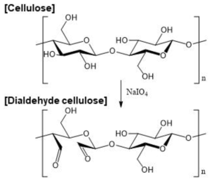 셀룰로오스 및 과아이오딘산 산화 셀룰로오스의 화학 구조 모식도