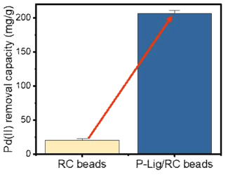 RC 비드와 P-Lig/RC 비드의 팔라듐 흡착 효율