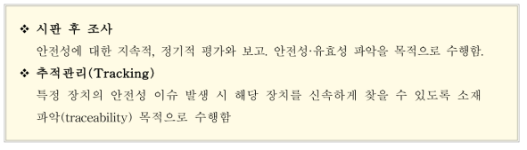 시판 후 조사와 추적관리의 정의