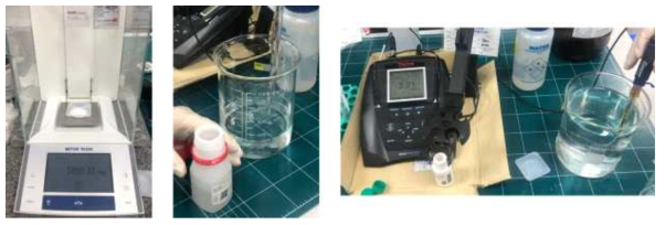 용액 제조 및 pH 측정 과정
