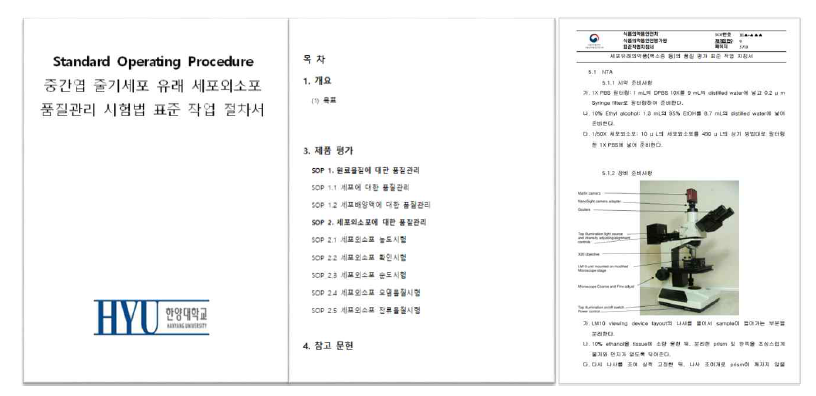 세포외소포 품질평가 SOP 목차 및 작성 예시