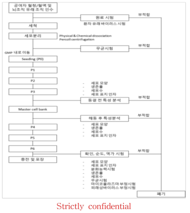 신경줄기세포 생산을 위한 생산공정 요약도