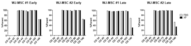 10%-MSC, XF-MSC의 immunophenotype 확인