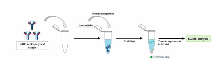 생체시료 내 자유 형태의 세포독성 약물 (free payload) 정량을 위한 전처리법 개발