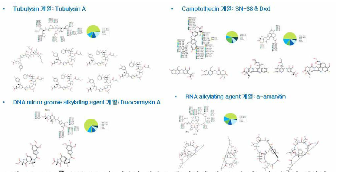 Stardrop™ P450 모듈을 이용한 개발 중인 다양한 세포독성 약물에 대하여 대사체 구조 예측 결과