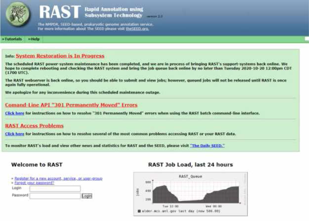 RAST 데이터베이스 웹홈페이지