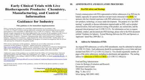 FDA LBP 가이드라인 (담당부서를 CBER로 명시함)