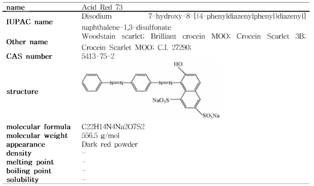 Acid Red 73의 물리화학적 특성