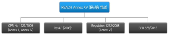 문신용 염료의 REACH Annex XV 평가시 활용되는 관련법률 적용현황