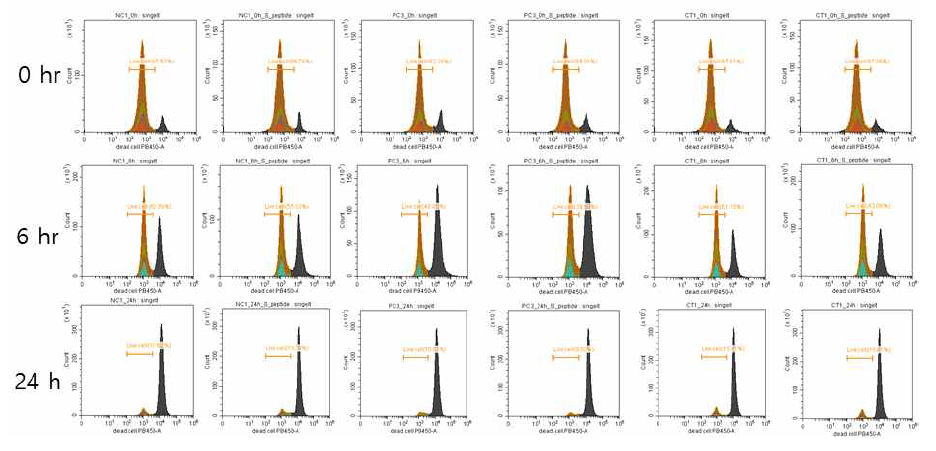 COVID-19 백신후보물질 접종한 mouse splenocyte에 항원 처리 시간에 따른 cell viability