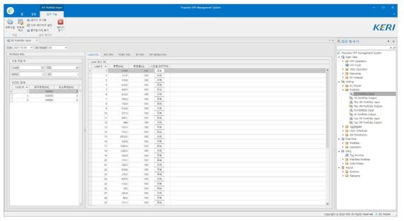 DR 사업 포트폴리오 구성을 위한 Load 자원 정보 화면
