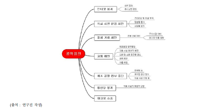 광역정전의 영향