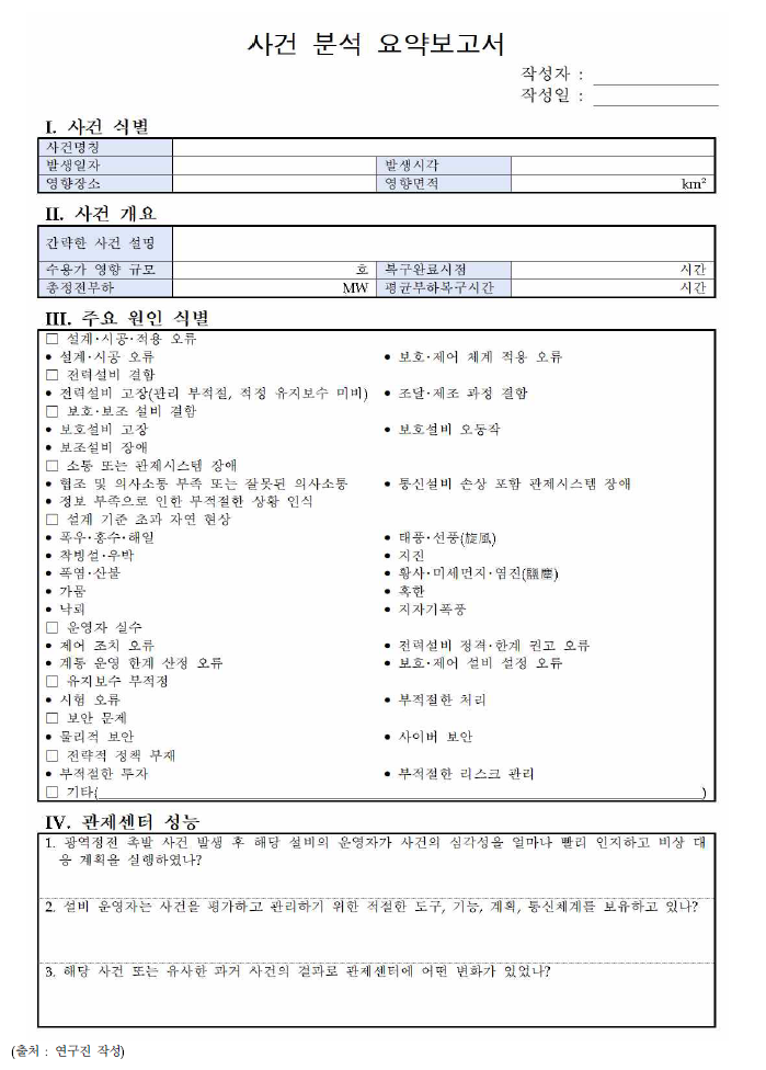 사건 분석 요약보고서 예시