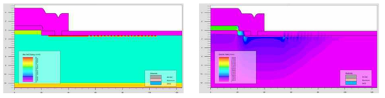Mesa FLR with bottom contact 구조와 전계분포