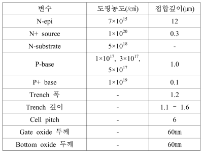 시뮬레이션에 사용된 변수