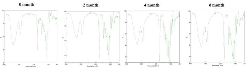 FTIR spectra of the commercial product at 40℃ for 6 months