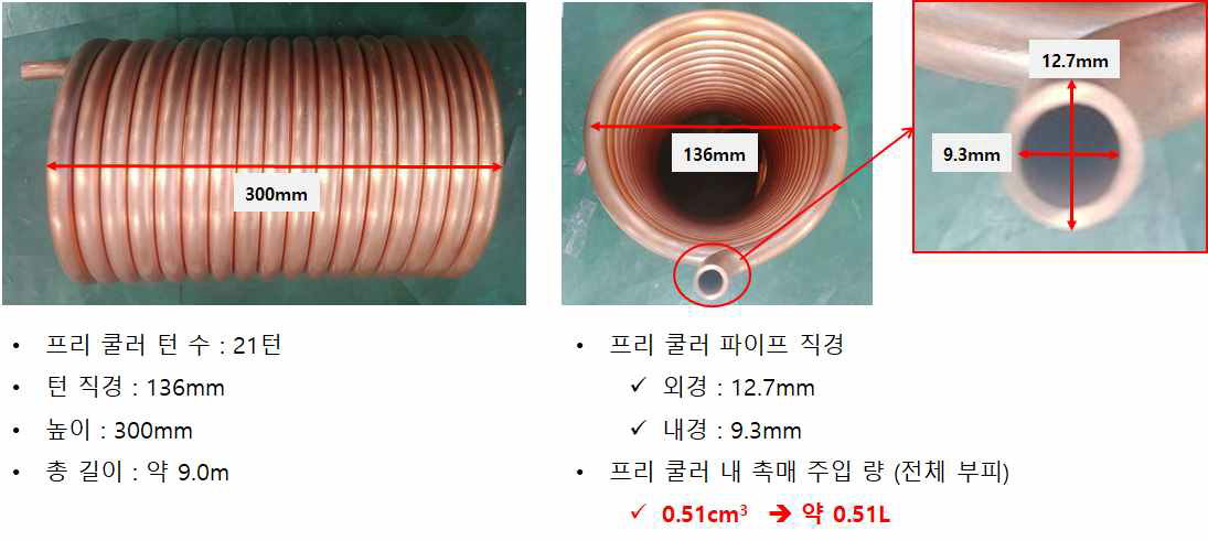 촉매 주입을 위한 Pre-cooler 치수